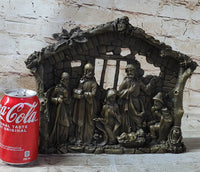 Nativity Scene Birth of Jesus Christ Bronze Wall Plaque