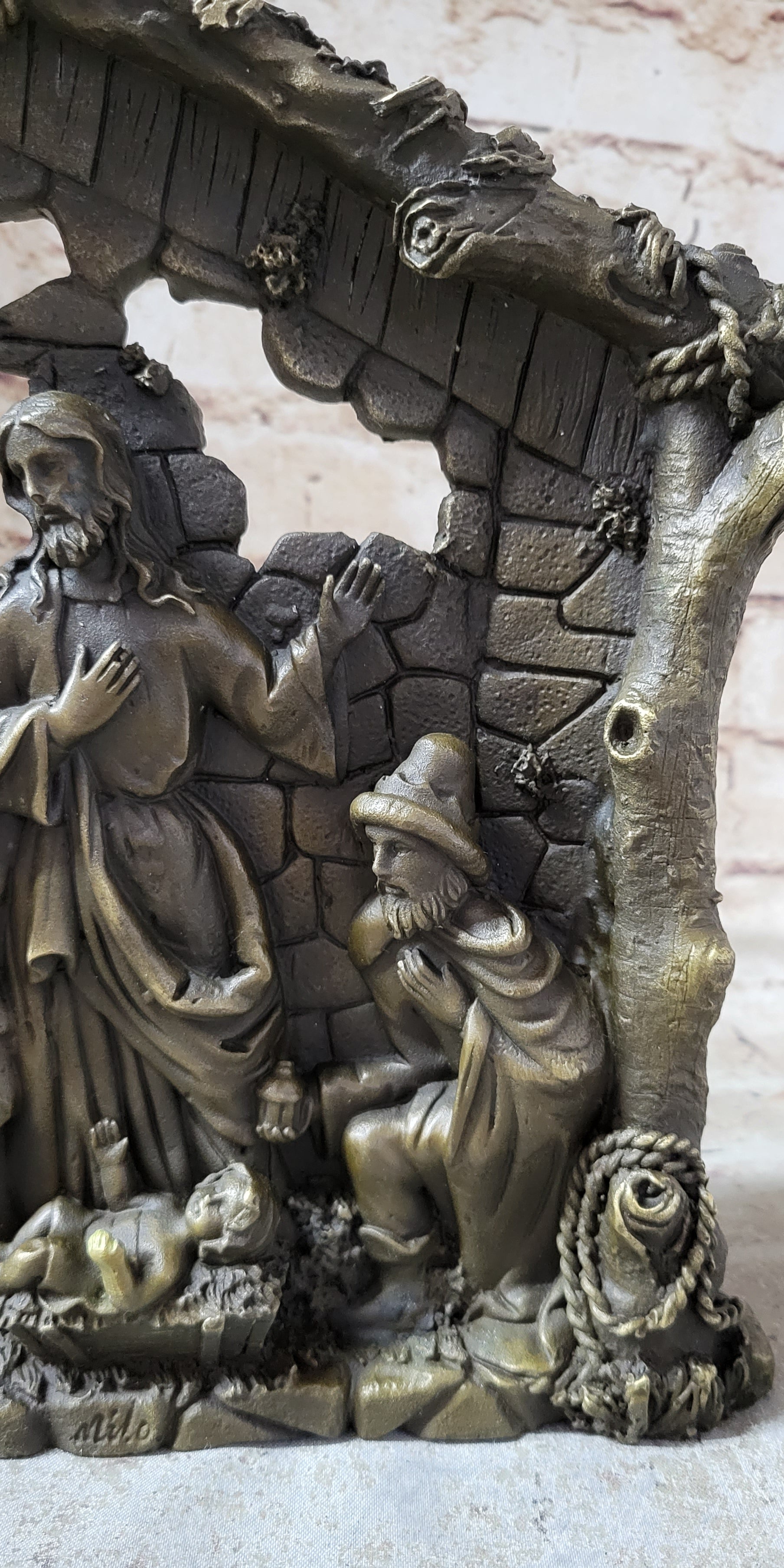 Nativity Scene Birth of Jesus Christ Bronze Wall Plaque