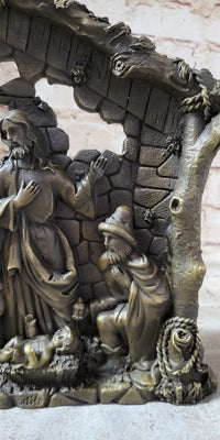 Nativity Scene Birth of Jesus Christ Bronze Wall Plaque
