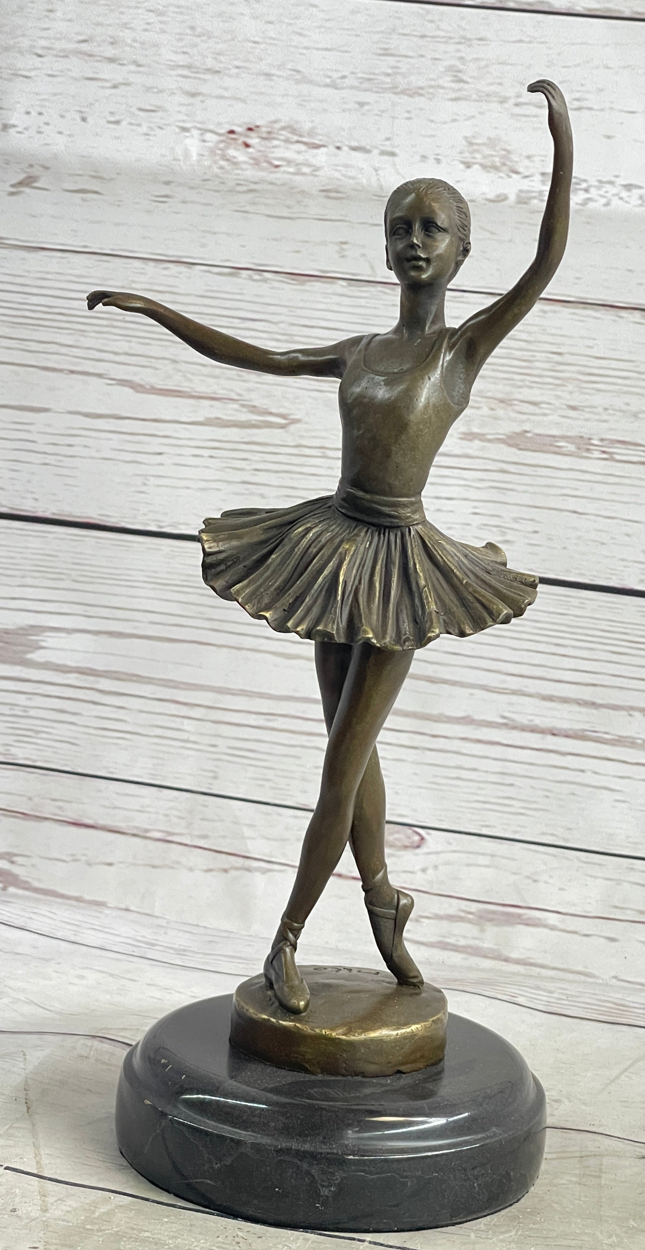 Fourth Position Ballet Dancer Ballerina Bronze on Marble Base