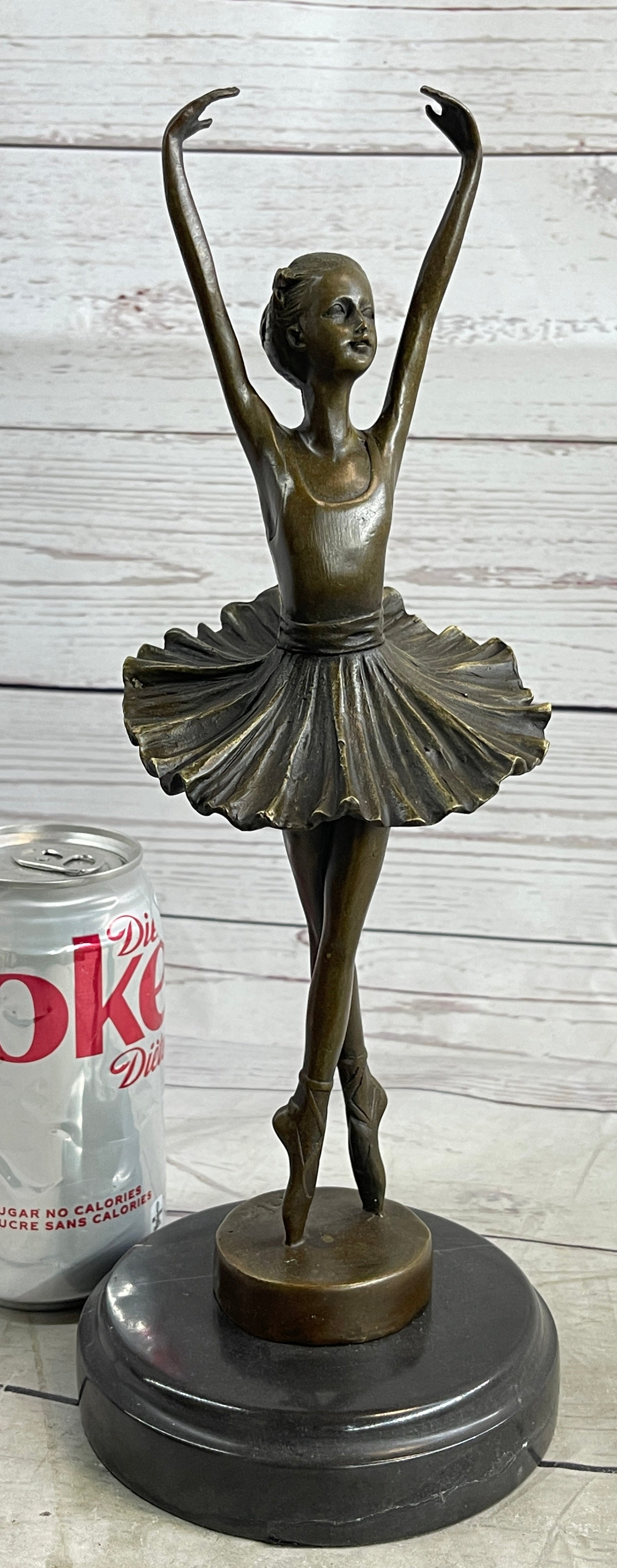 Fifth Position Releve Ballerina Bronze Sculpture on Marble Base