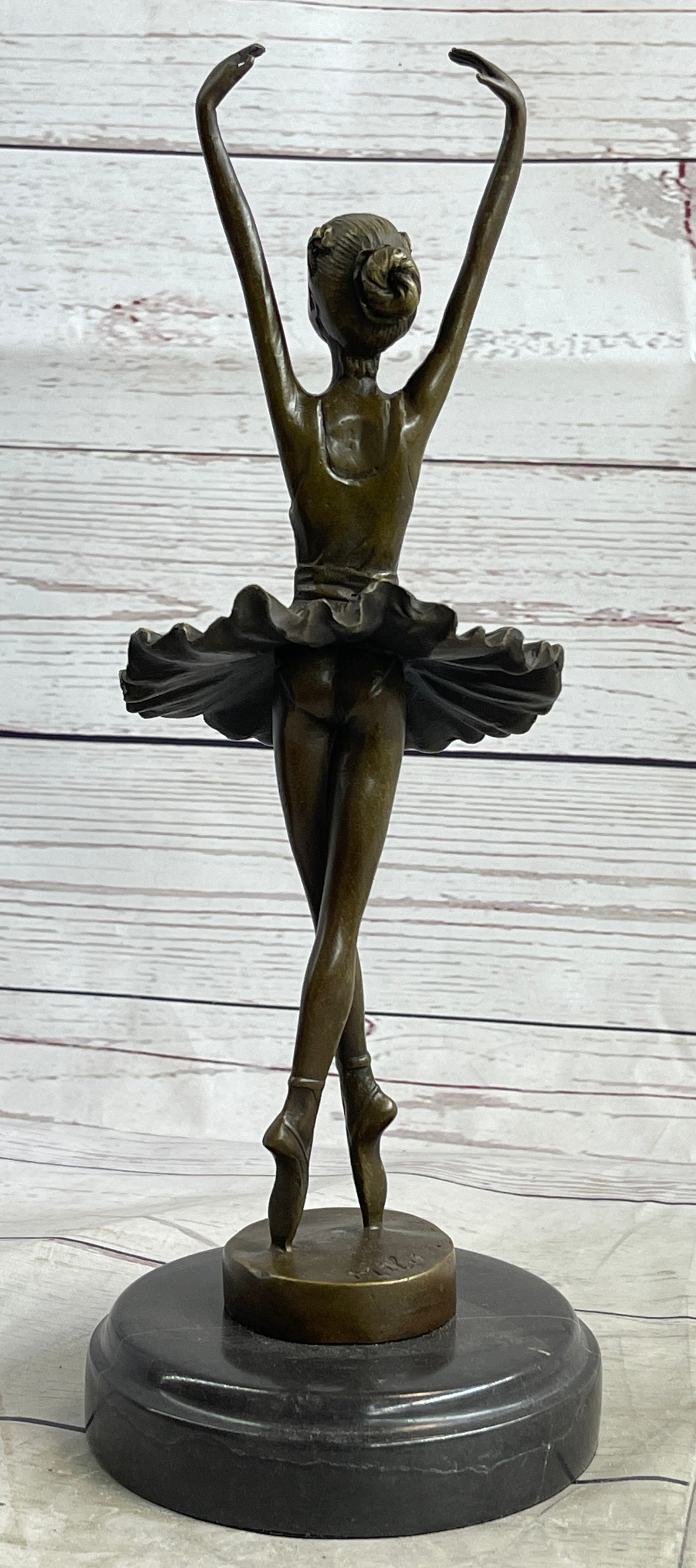 Fifth Position Releve Ballerina Bronze Sculpture on Marble Base