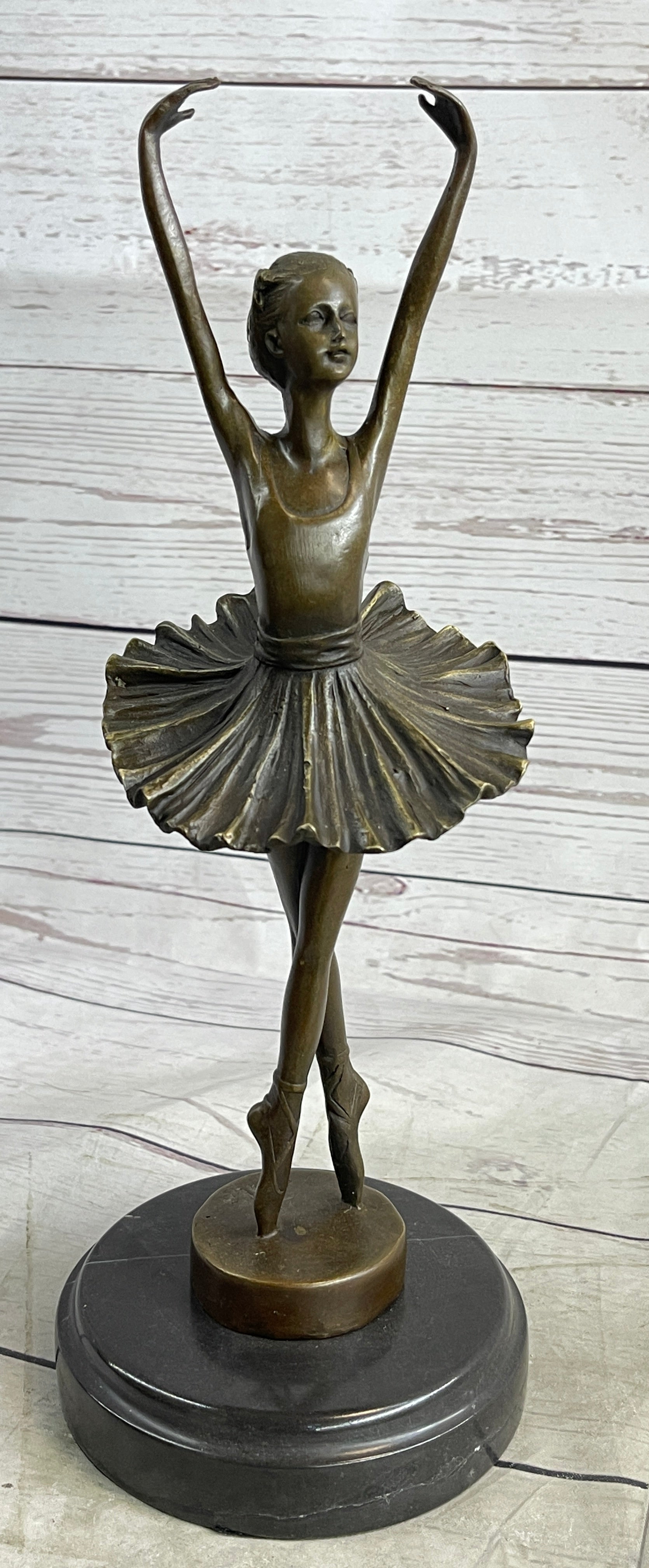 Fifth Position Releve Ballerina Bronze Sculpture on Marble Base