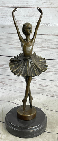 Fifth Position Releve Ballerina Bronze Sculpture on Marble Base