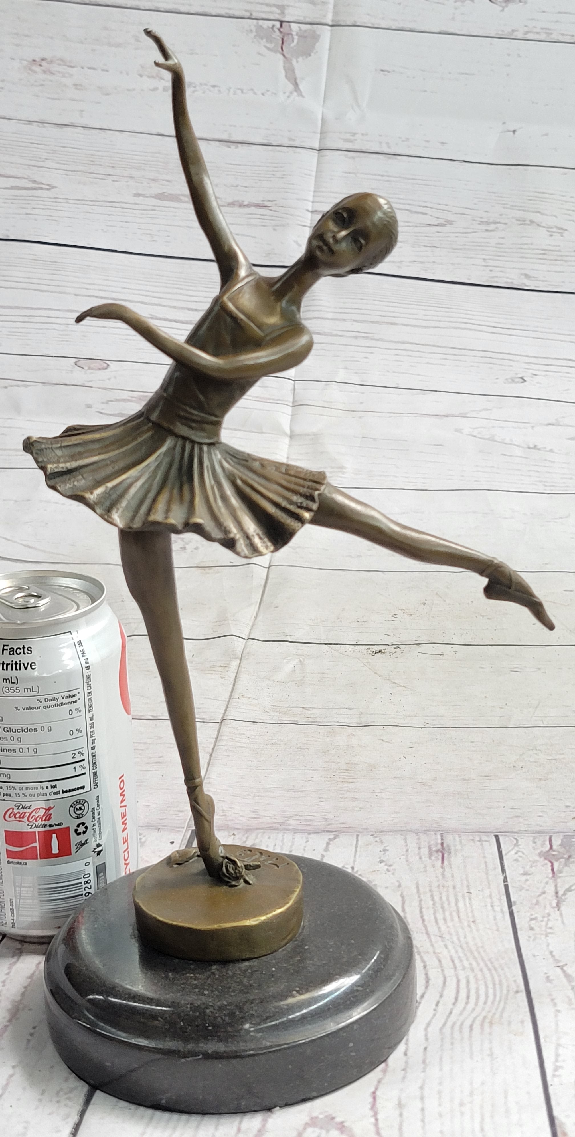 Ballerina Ballet Dancer Balancing on One Foot Bronze Sculpture
