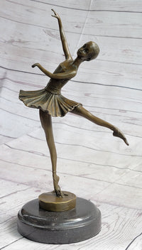 Ballerina Ballet Dancer Balancing on One Foot Bronze Sculpture