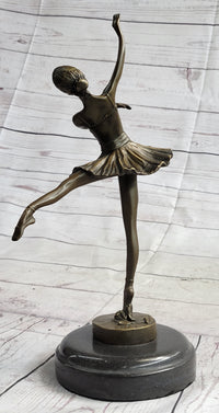 Ballerina Ballet Dancer Balancing on One Foot Bronze Sculpture