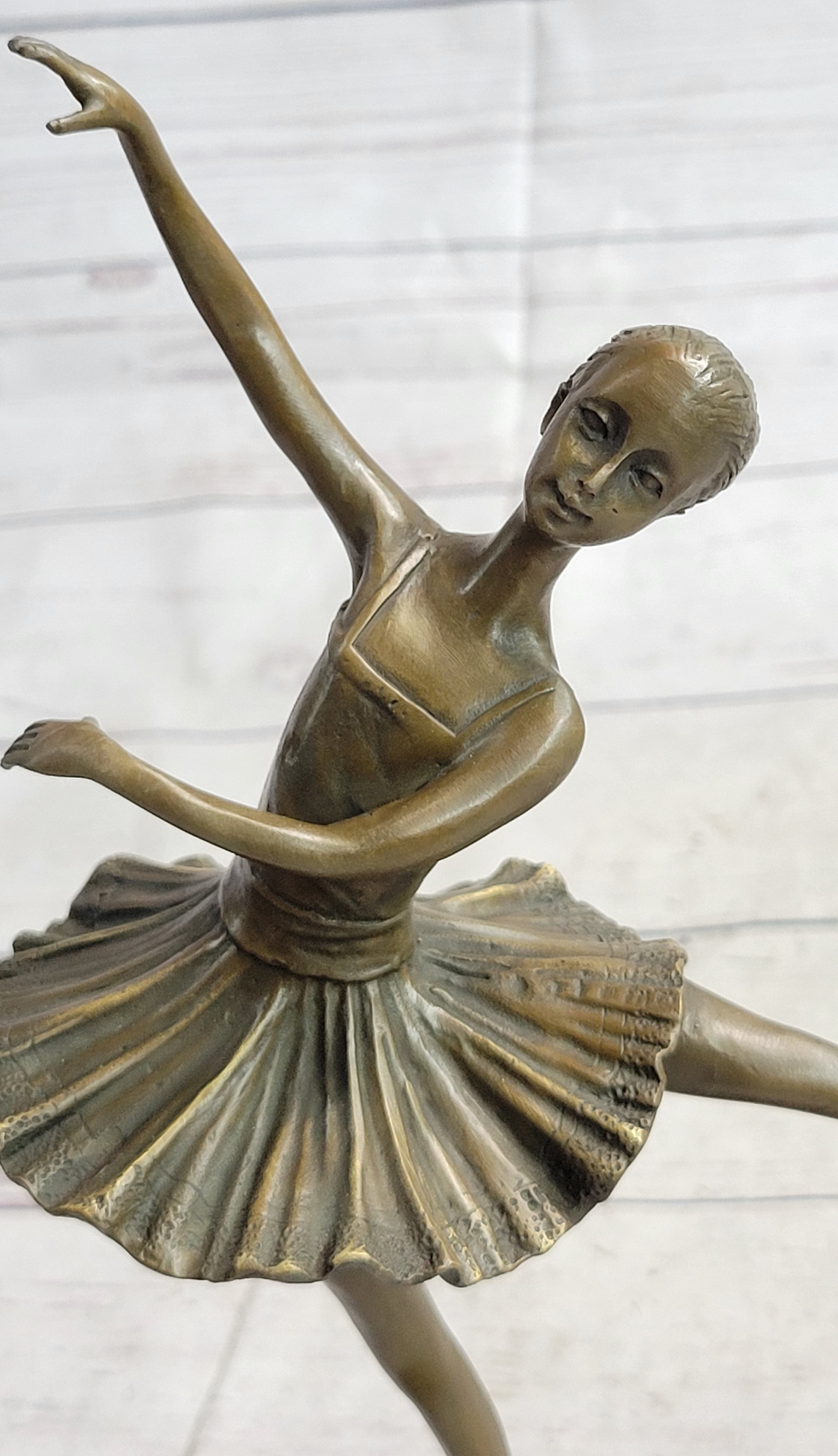 Ballerina Ballet Dancer Balancing on One Foot Bronze Sculpture