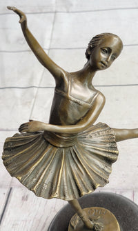 Ballerina Ballet Dancer Balancing on One Foot Bronze Sculpture