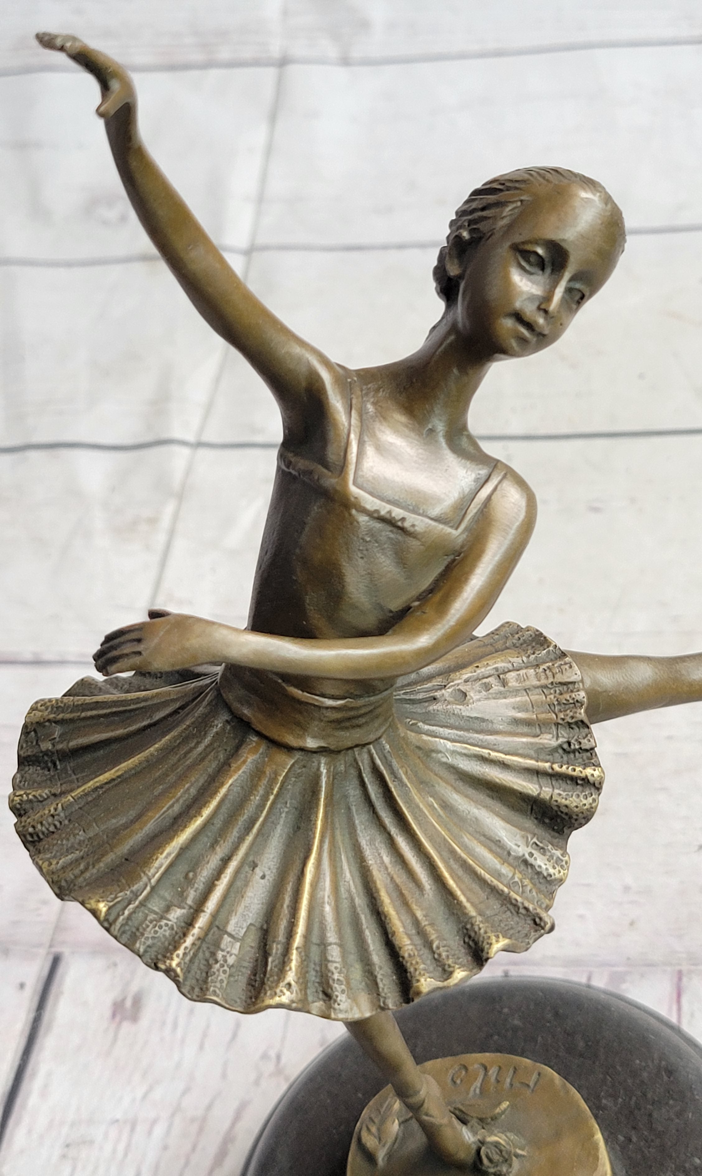 Ballerina Ballet Dancer Balancing on One Foot Bronze Sculpture