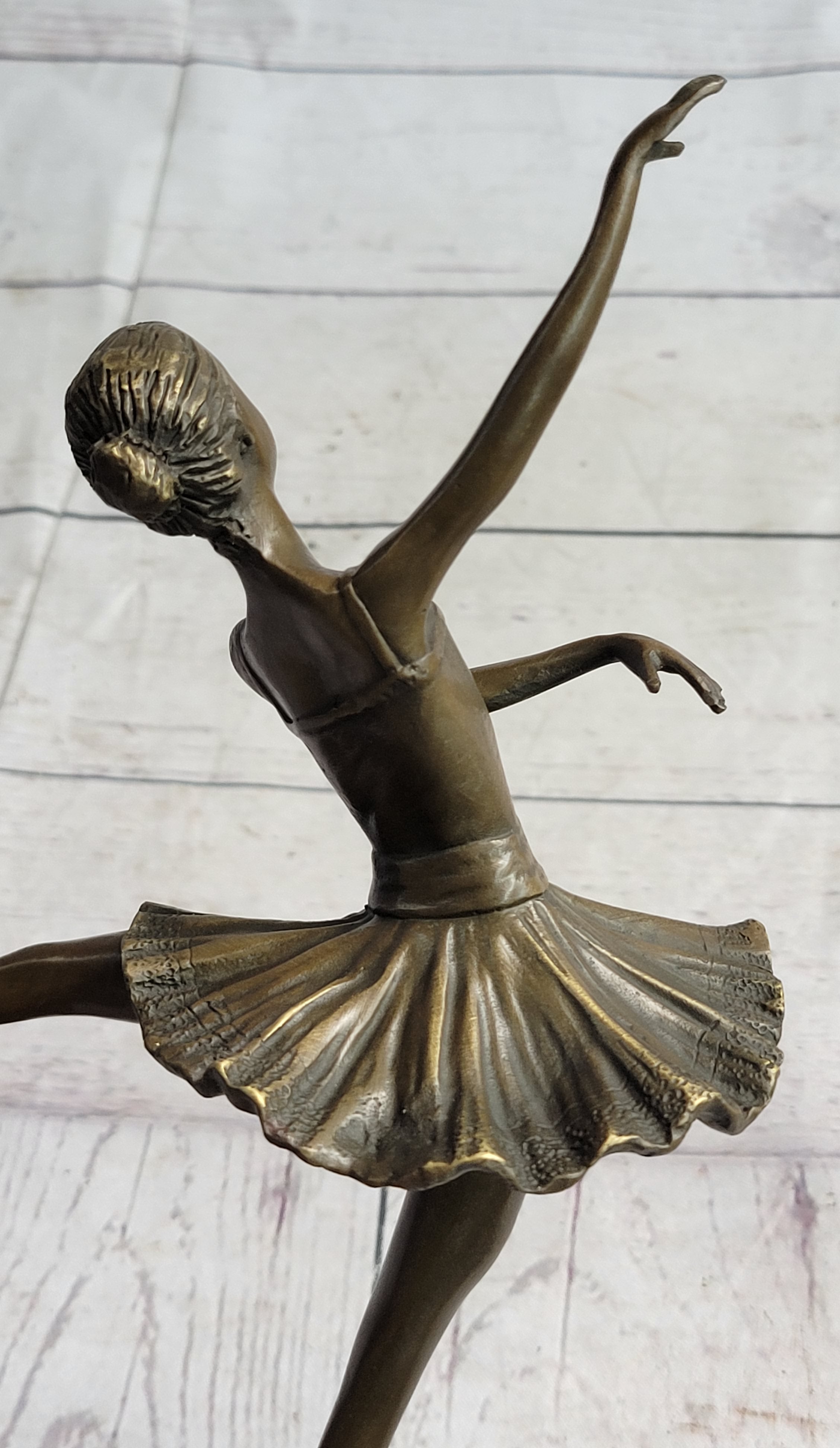 Ballerina Ballet Dancer Balancing on One Foot Bronze Sculpture