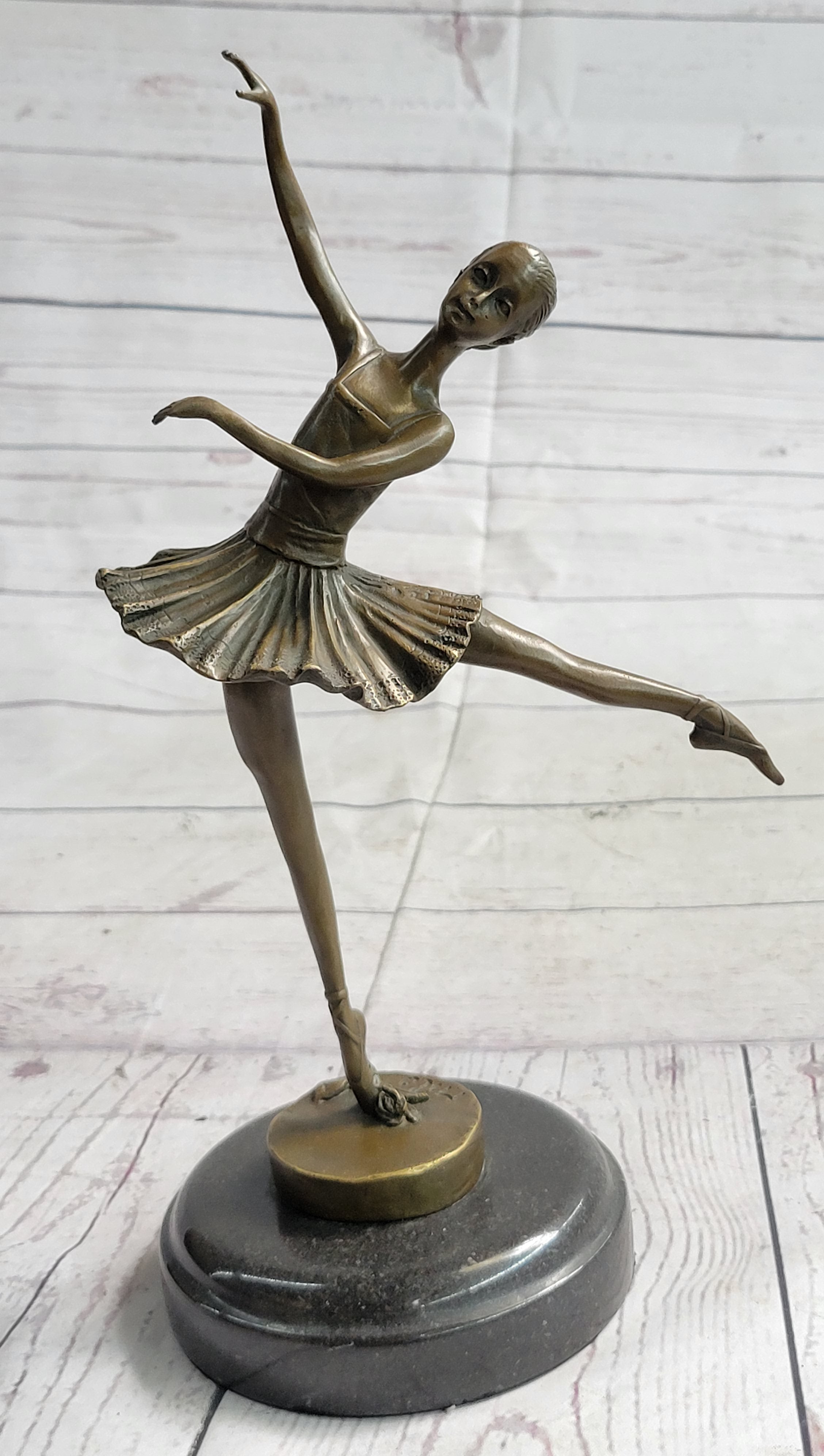 Ballerina Ballet Dancer Balancing on One Foot Bronze Sculpture