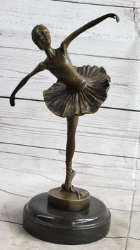 Ballerina Ballet Dancer Bronze Sculpture on Marble Base