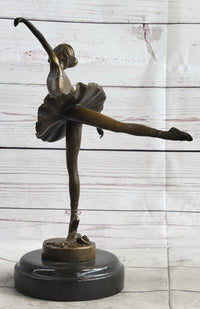 Ballerina Ballet Dancer Bronze Sculpture on Marble Base