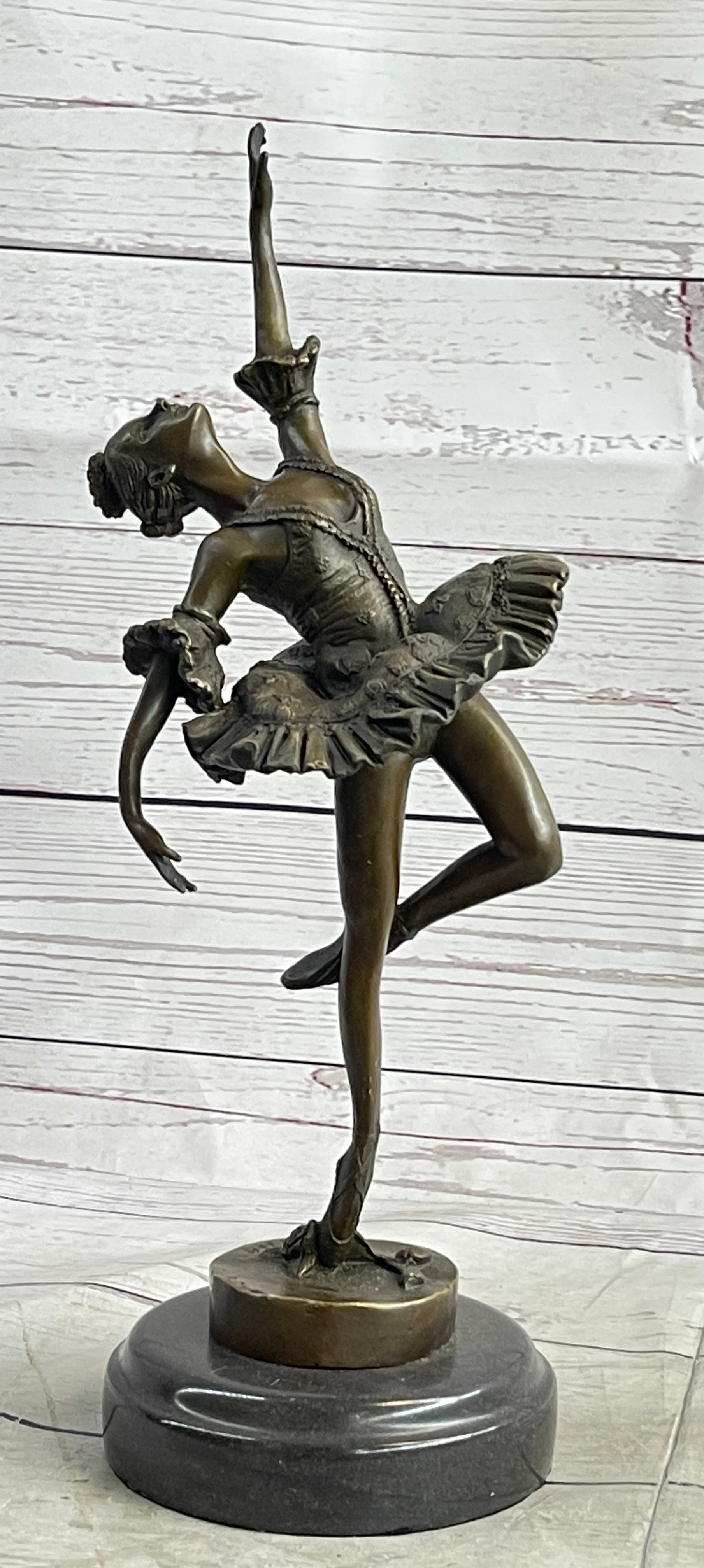 Ballerina Ballet Dancer Bronze Sculpture Signed Art on Marble