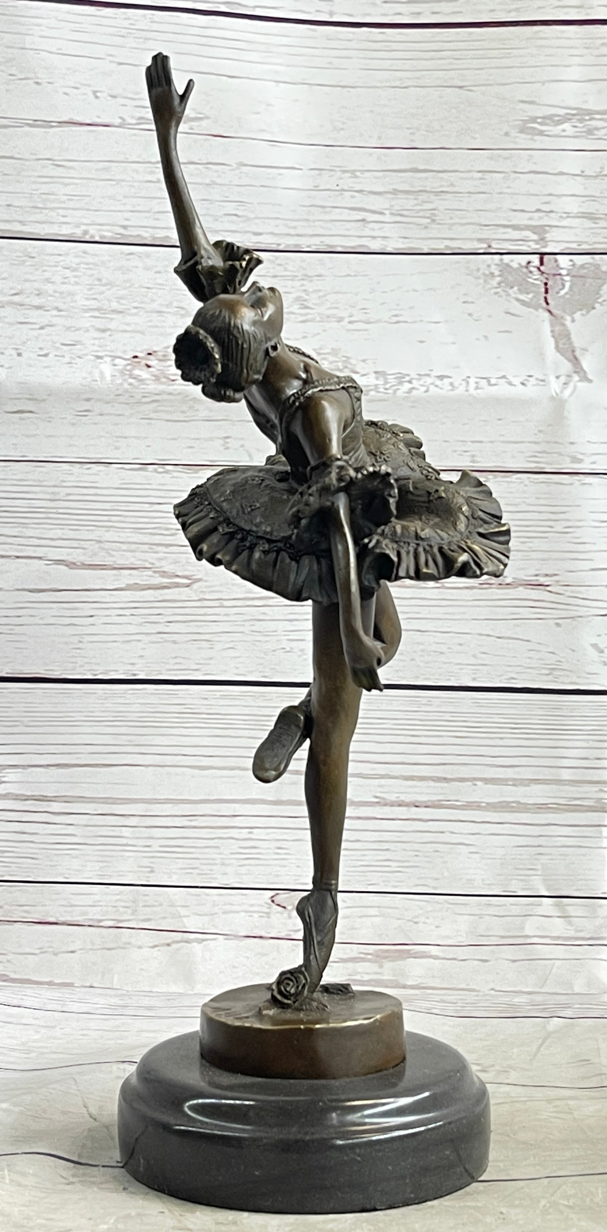 Ballerina Ballet Dancer Bronze Sculpture Signed Art on Marble
