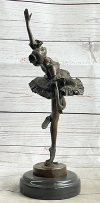 Ballerina Ballet Dancer Bronze Sculpture Signed Art on Marble