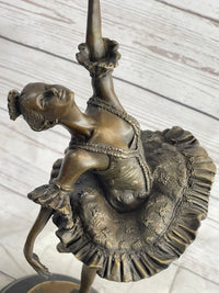 Ballerina Ballet Dancer Bronze Sculpture Signed Art on Marble