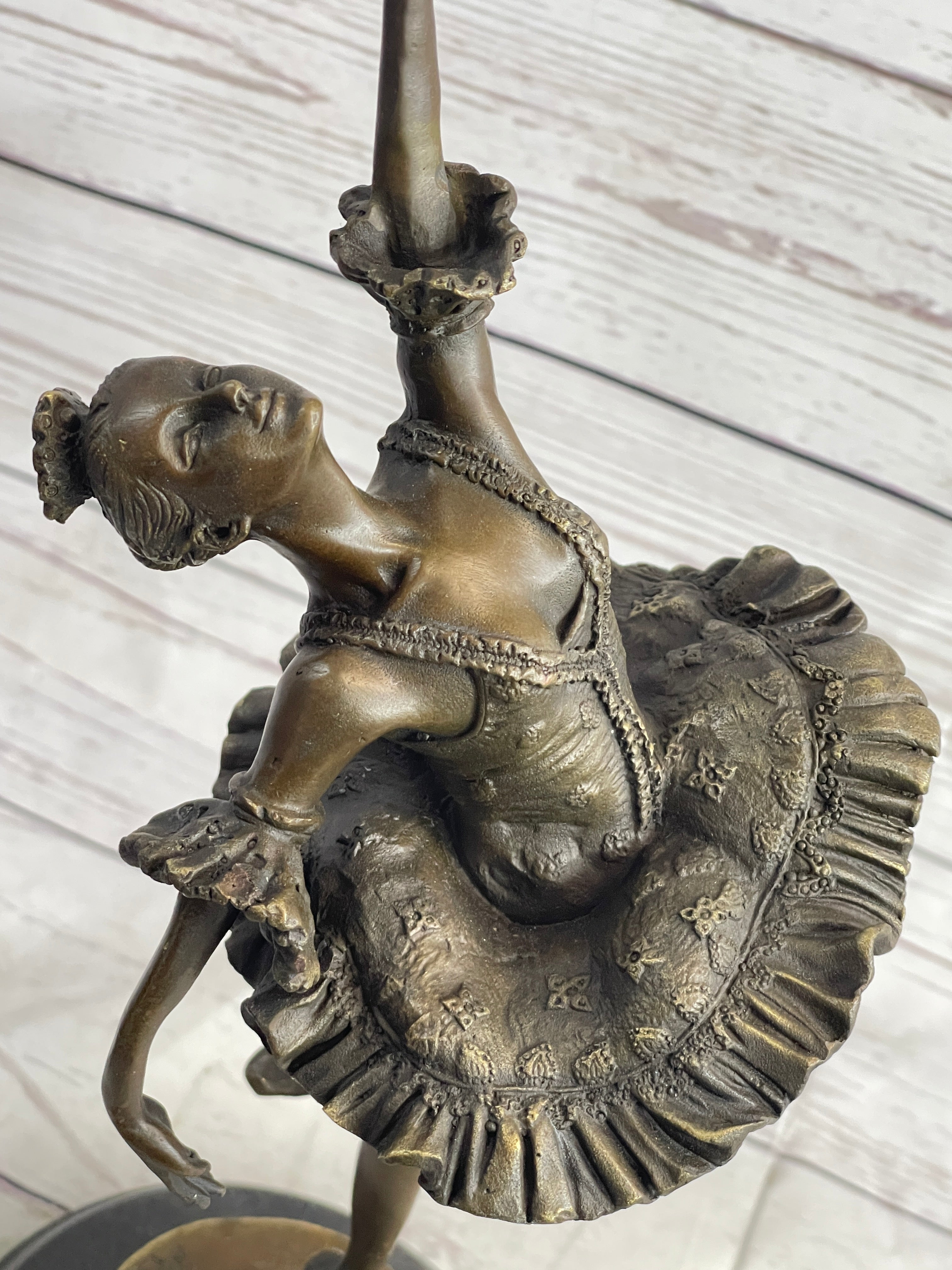 Ballerina Ballet Dancer Bronze Sculpture Signed Art on Marble