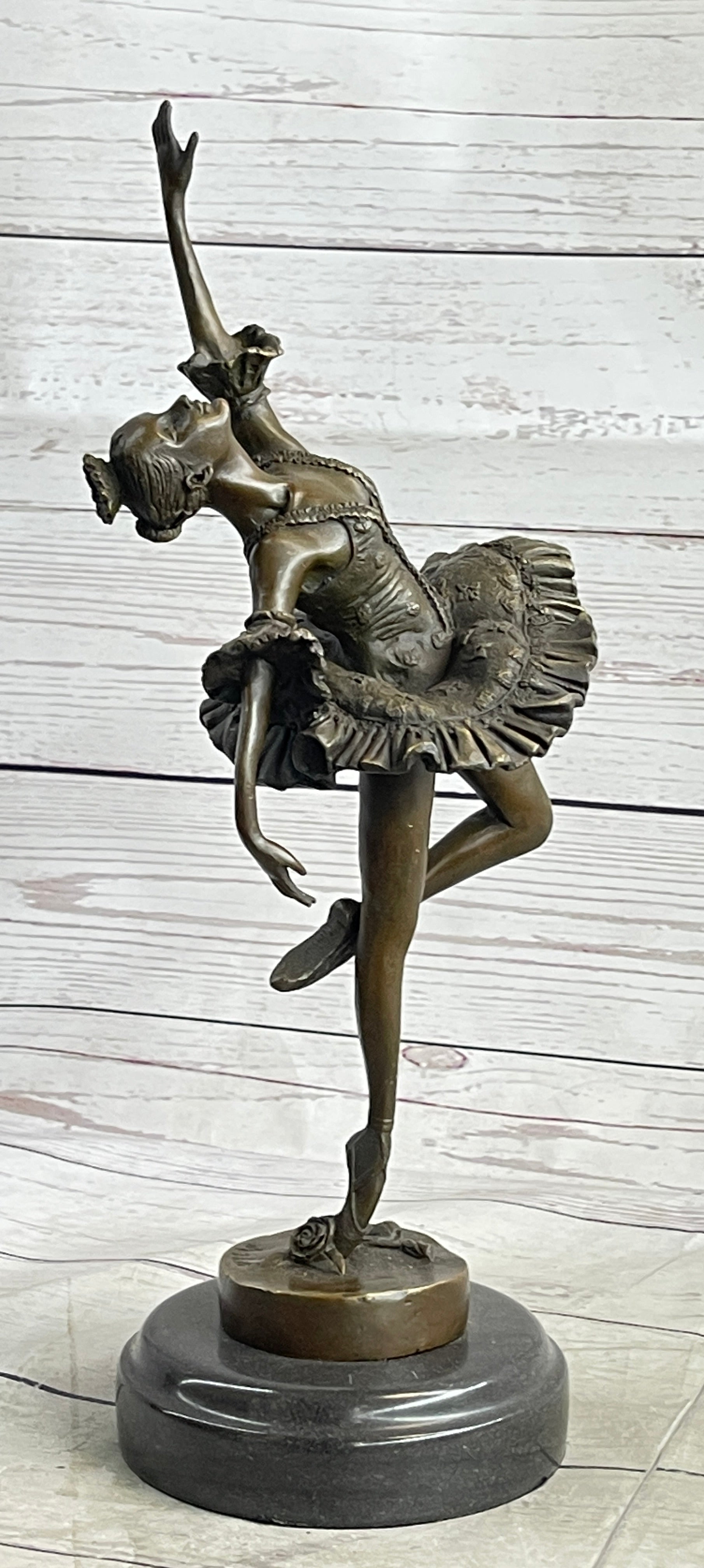 Ballerina Ballet Dancer Bronze Sculpture Signed Art on Marble