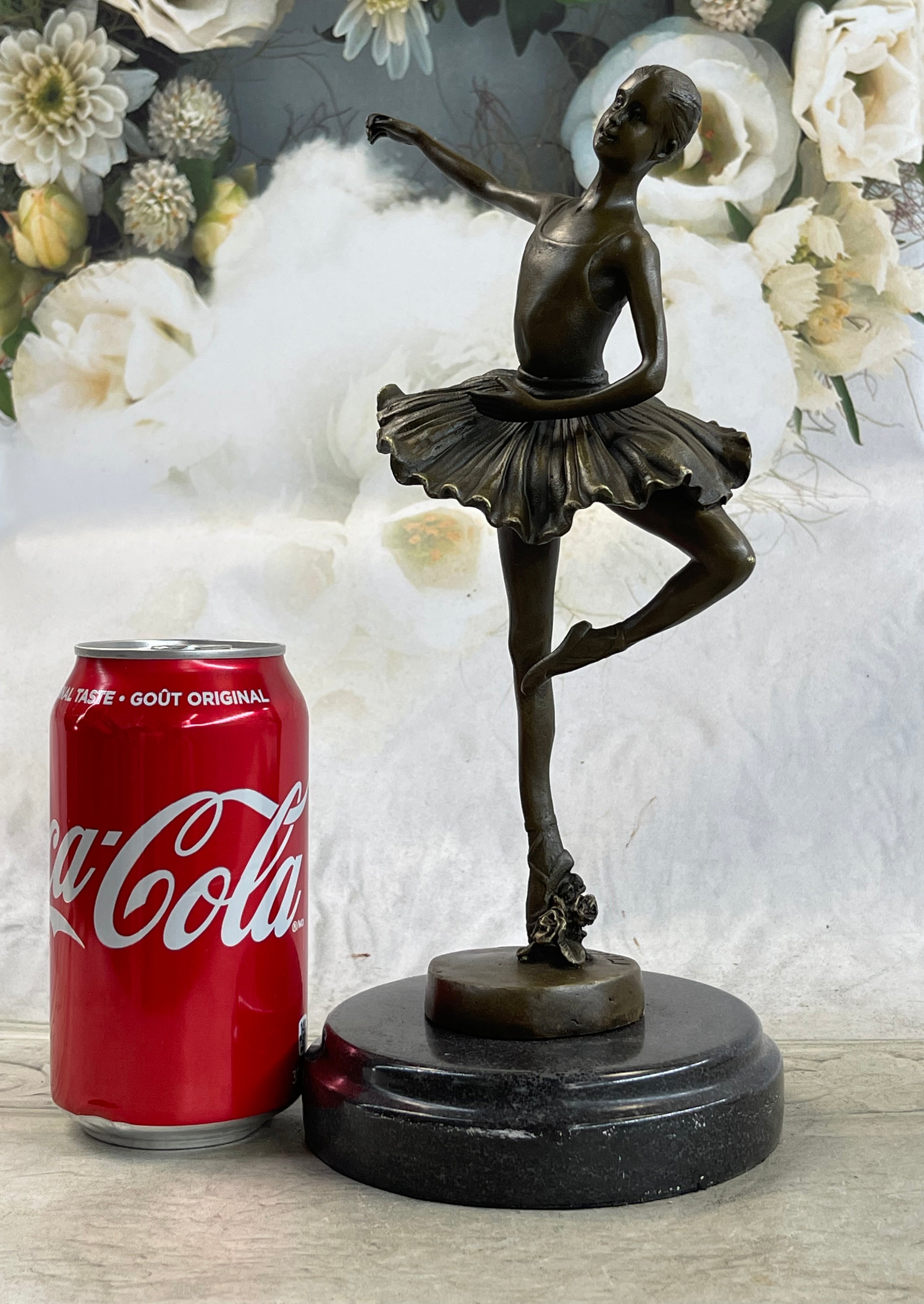 11'' Tall Bronze Dancer Ballerina Vintage Art Marble Base