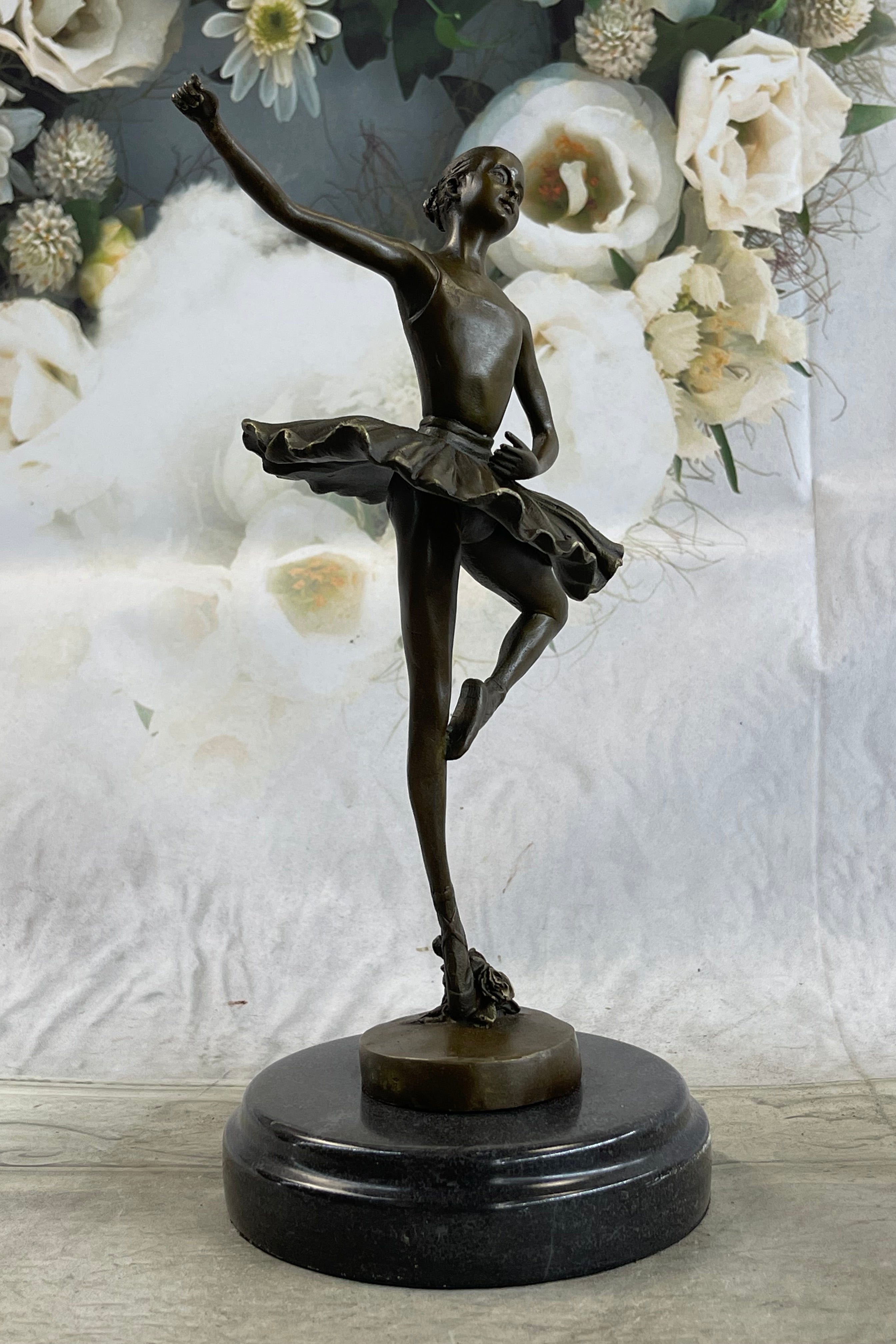 11'' Tall Bronze Dancer Ballerina Vintage Art Marble Base