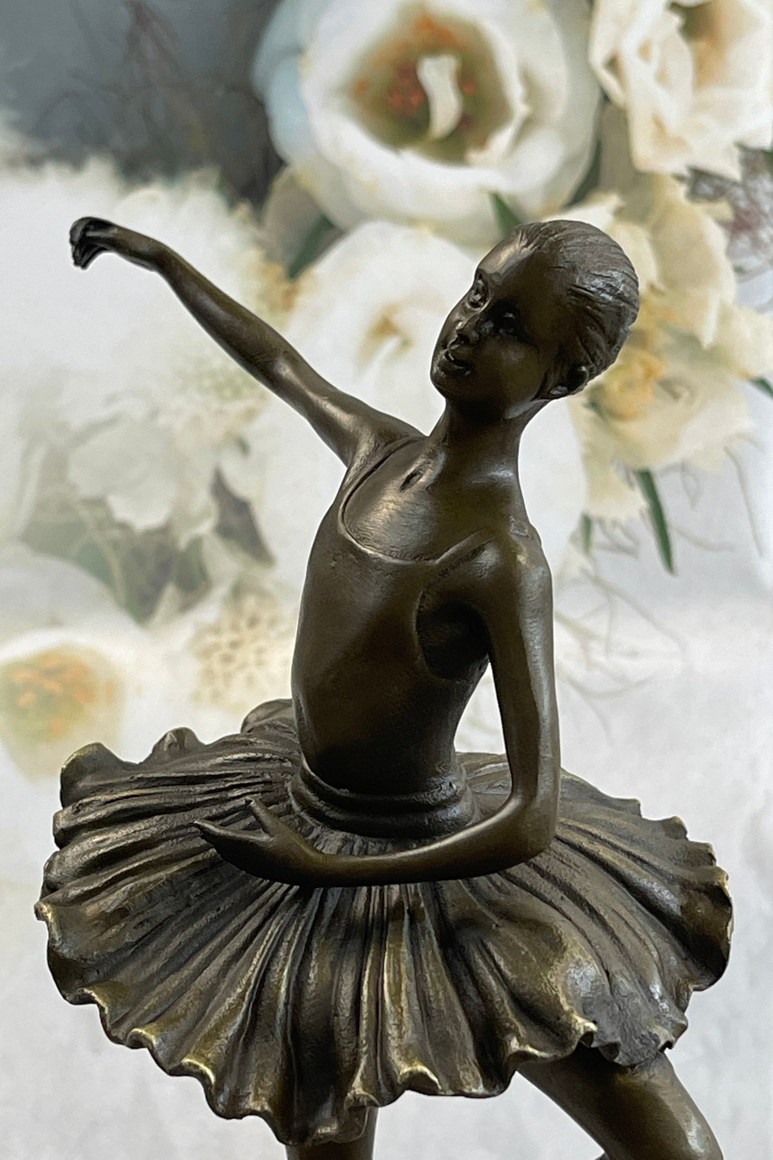 11'' Tall Bronze Dancer Ballerina Vintage Art Marble Base