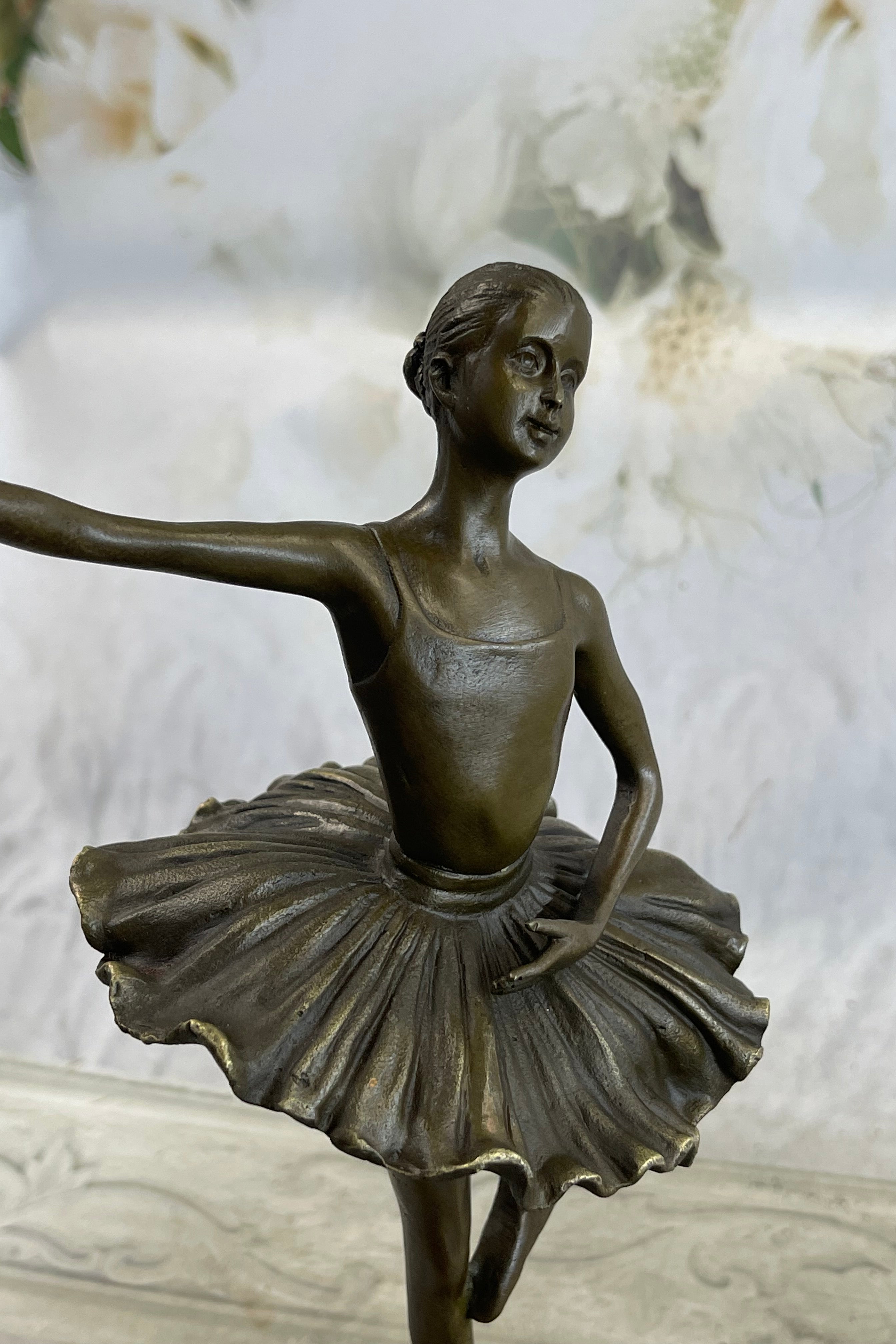 11'' Tall Bronze Dancer Ballerina Vintage Art Marble Base