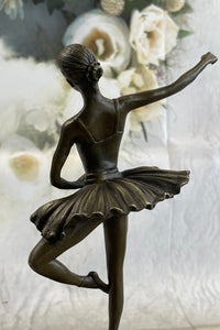 11'' Tall Bronze Dancer Ballerina Vintage Art Marble Base