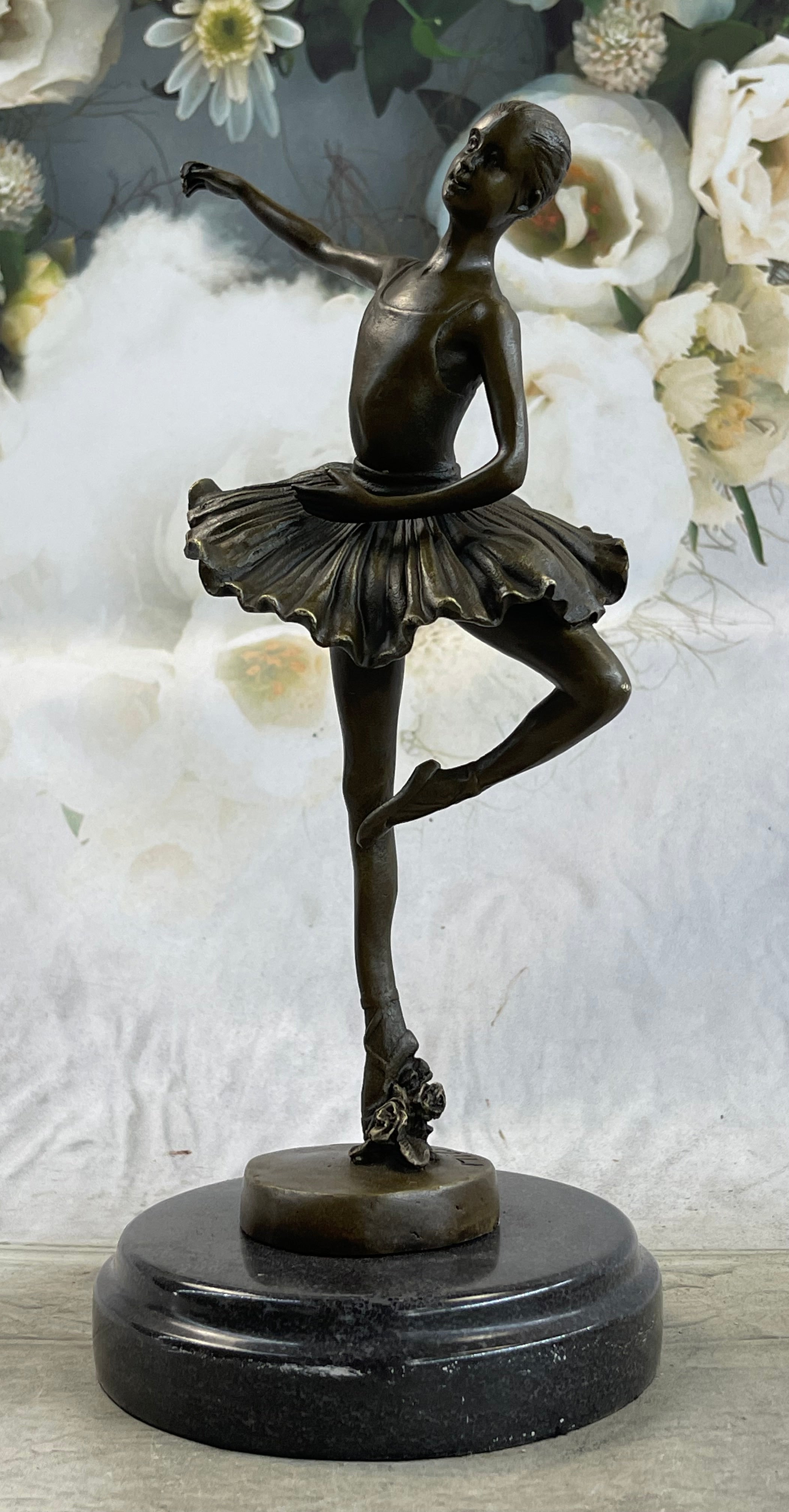 11'' Tall Bronze Dancer Ballerina Vintage Art Marble Base