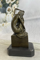 Signed Patoue Sitting Woman Bronze Sculpture