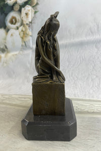 Signed Patoue Sitting Woman Bronze Sculpture