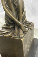 Signed Patoue Sitting Woman Bronze Sculpture