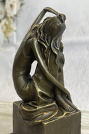 Signed Patoue Sitting Woman Bronze Sculpture