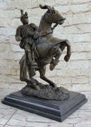 Medieval Armored Knight & Horse Jousting Sculpture