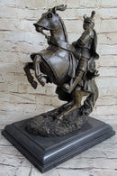 Medieval Armored Knight & Horse Jousting Sculpture