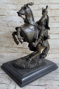 Medieval Armored Knight & Horse Jousting Sculpture