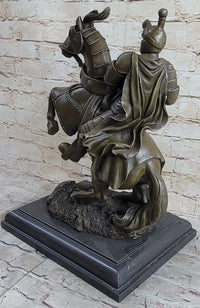 Medieval Armored Knight & Horse Jousting Sculpture