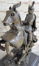 Medieval Armored Knight & Horse Jousting Sculpture