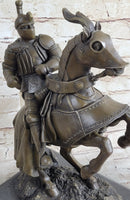 Medieval Armored Knight & Horse Jousting Sculpture