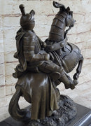 Medieval Armored Knight & Horse Jousting Sculpture