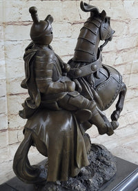 Medieval Armored Knight & Horse Jousting Sculpture