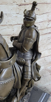 Medieval Armored Knight & Horse Jousting Sculpture