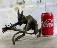 Greek Satyr Faun Horned Devil Bronze Sculpture 6" x 10"