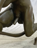 Greek Satyr Faun Horned Devil Bronze Sculpture 6" x 10"
