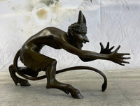 Greek Satyr Faun Horned Devil Bronze Sculpture 6" x 10"
