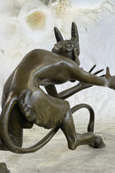 Greek Satyr Faun Horned Devil Bronze Sculpture 6" x 10"