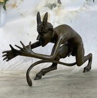 Greek Satyr Faun Horned Devil Bronze Sculpture 6" x 10"