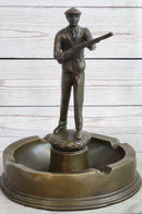 Hunter w/ Rifle Gun Ashtray Bronze Milo Art Sculpture 9" x 7"