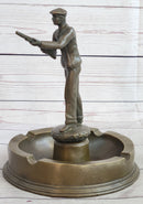 Hunter w/ Rifle Gun Ashtray Bronze Milo Art Sculpture 9" x 7"